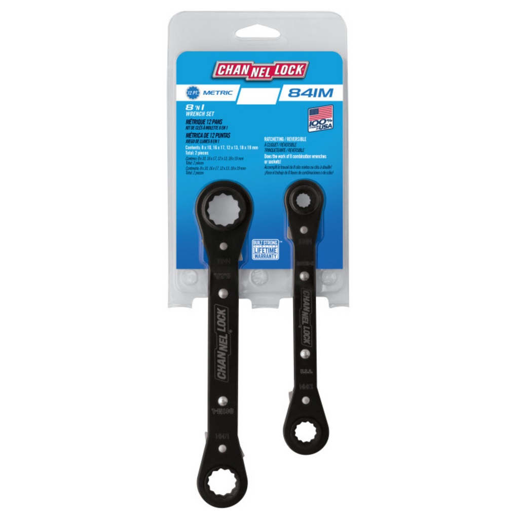 Channellock 2pc Metric Ratcheting Combination Wrench Set - Ridge Toolbox