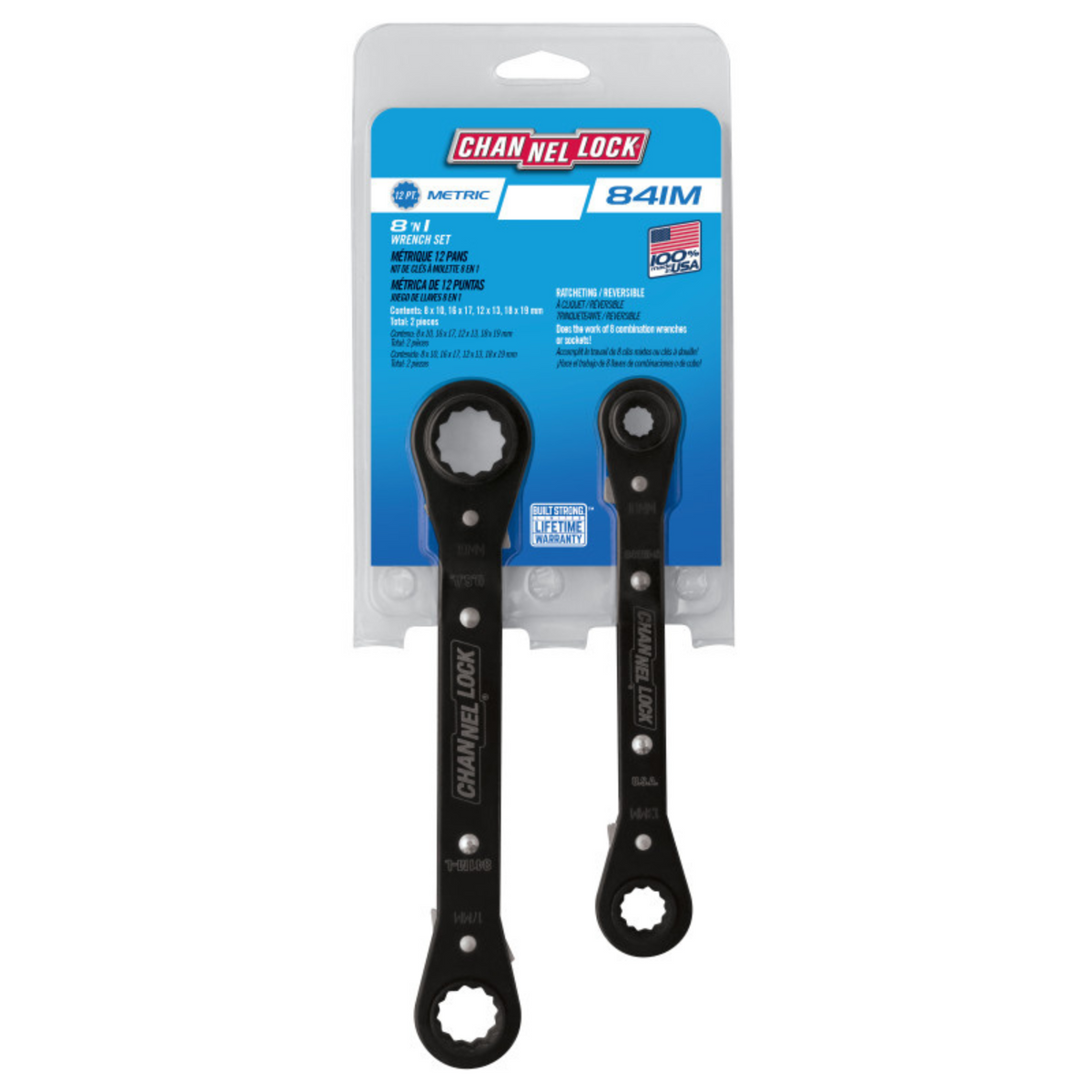 Channellock 2pc Metric Ratcheting Combination Wrench Set - Ridge Toolbox