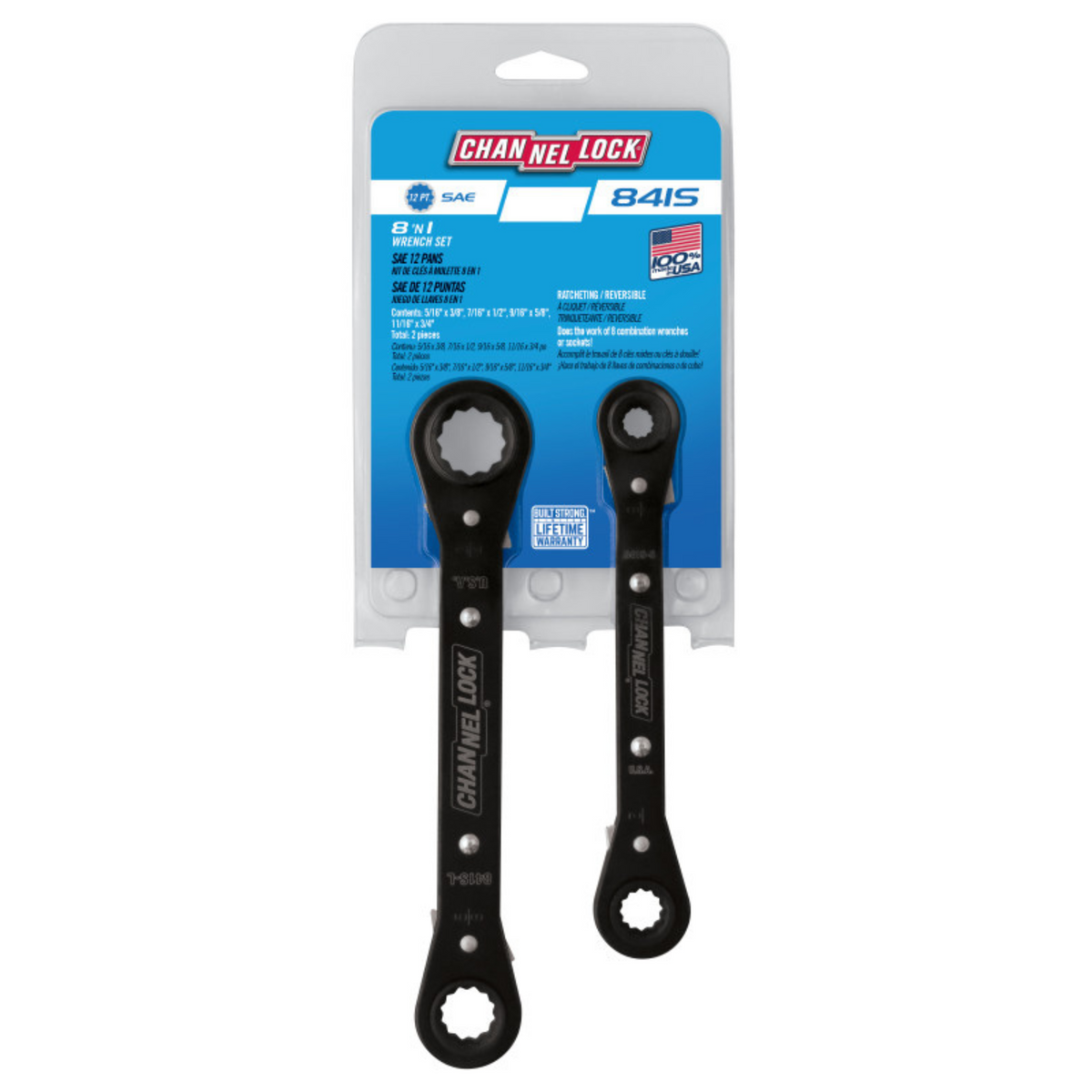 Channellock 2pc SAE Ratcheting Combination Wrench Set - Ridge Toolbox