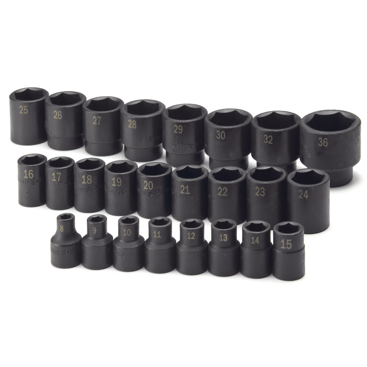 SK Tools USA - 25 Piece 1/2" Drive 6 Point Standard Metric Impact Socket Set - Ridge Toolbox