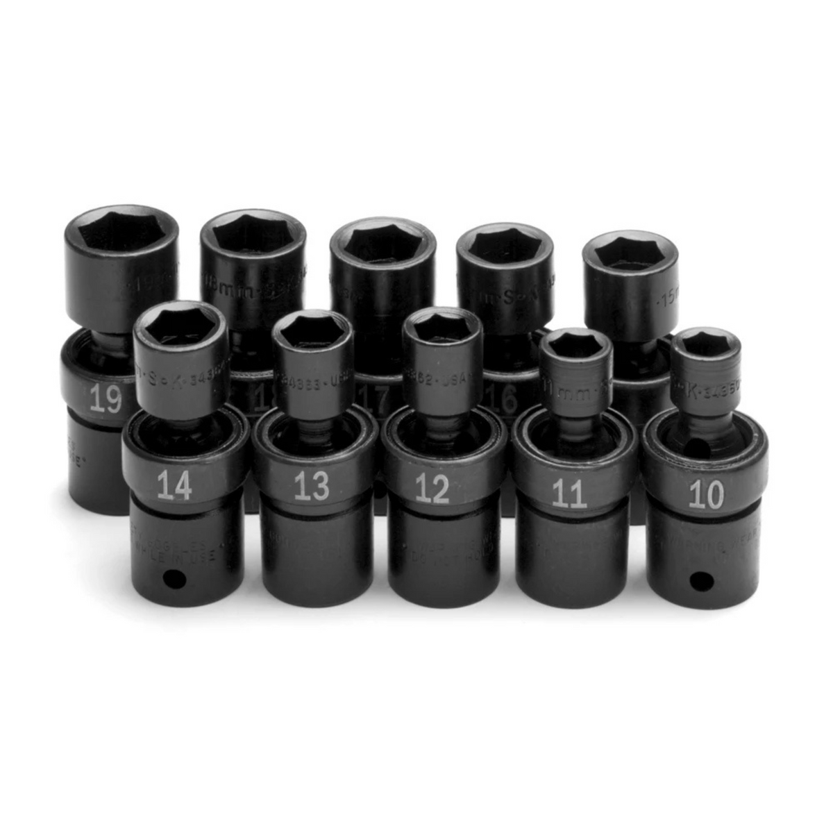 SK Tools USA - 10 Piece 1/2" Drive Metric Swivel Impact Socket Set - Ridge Toolbox
