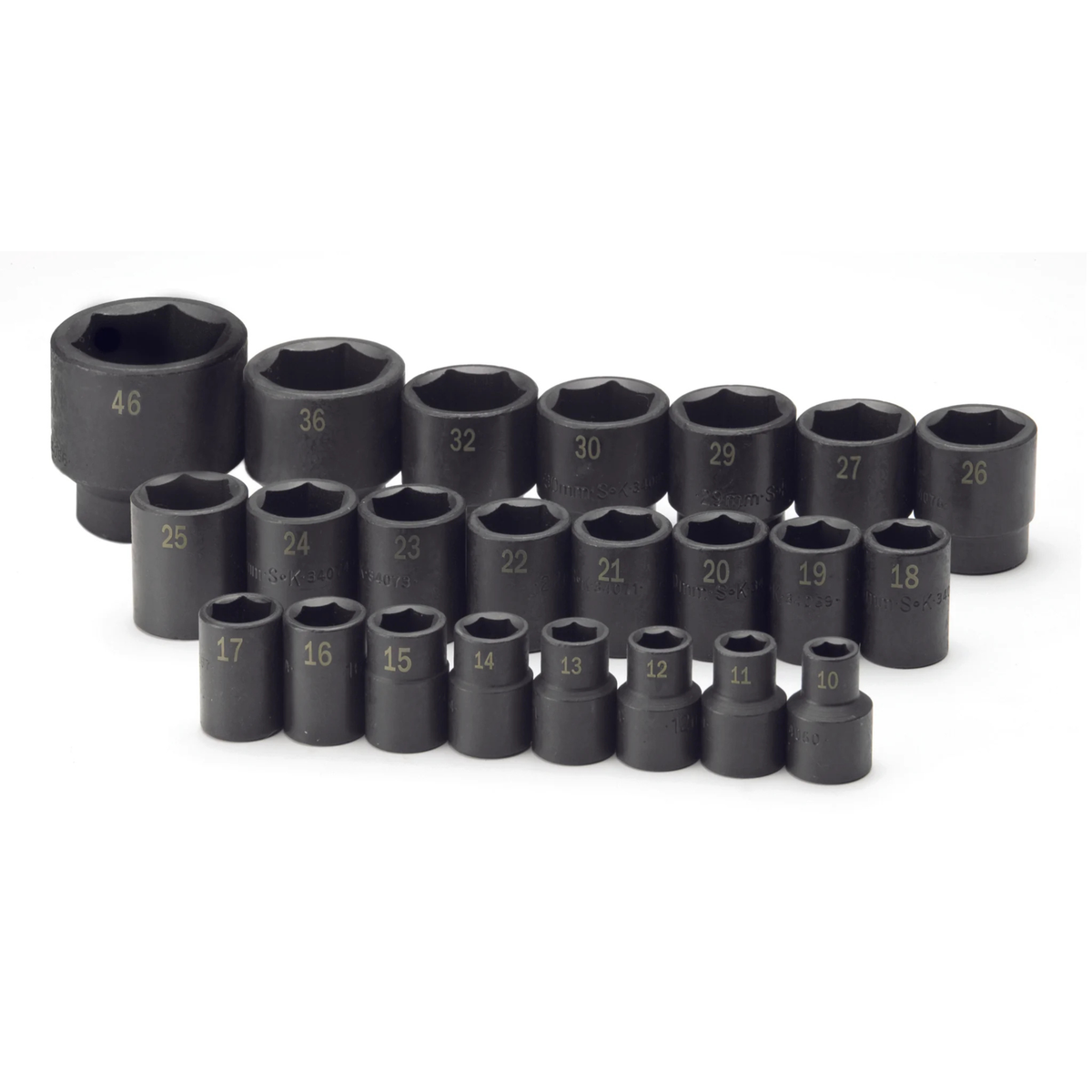 SK Tools USA - 23 Piece 1/2" Drive 6 Point Standard Metric Impact Socket Set - Ridge Toolbox