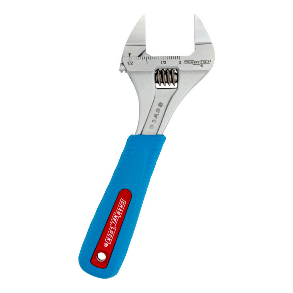 Channellock 8-Inch CODE BLUE® WideAzz® Slim Jaw Adjustable Wrench - Ridge Toolbox