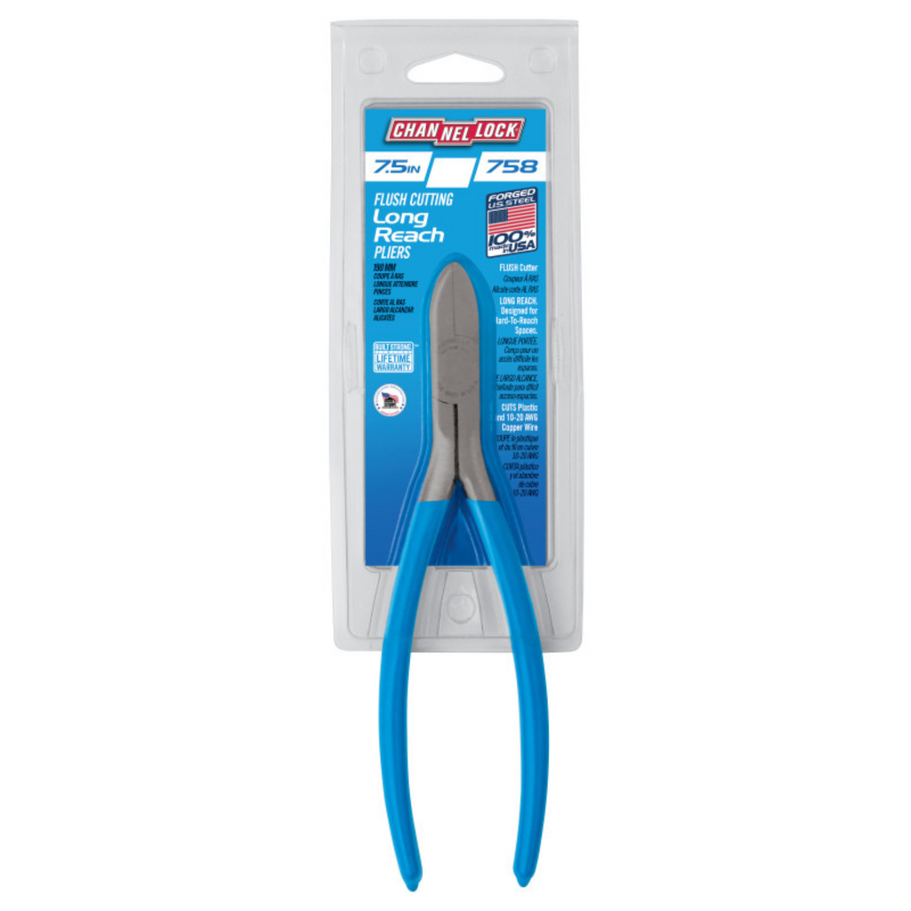 Channellock 7.5-Inch Flush Cutting Long Reach Pliers for Precision Cuts