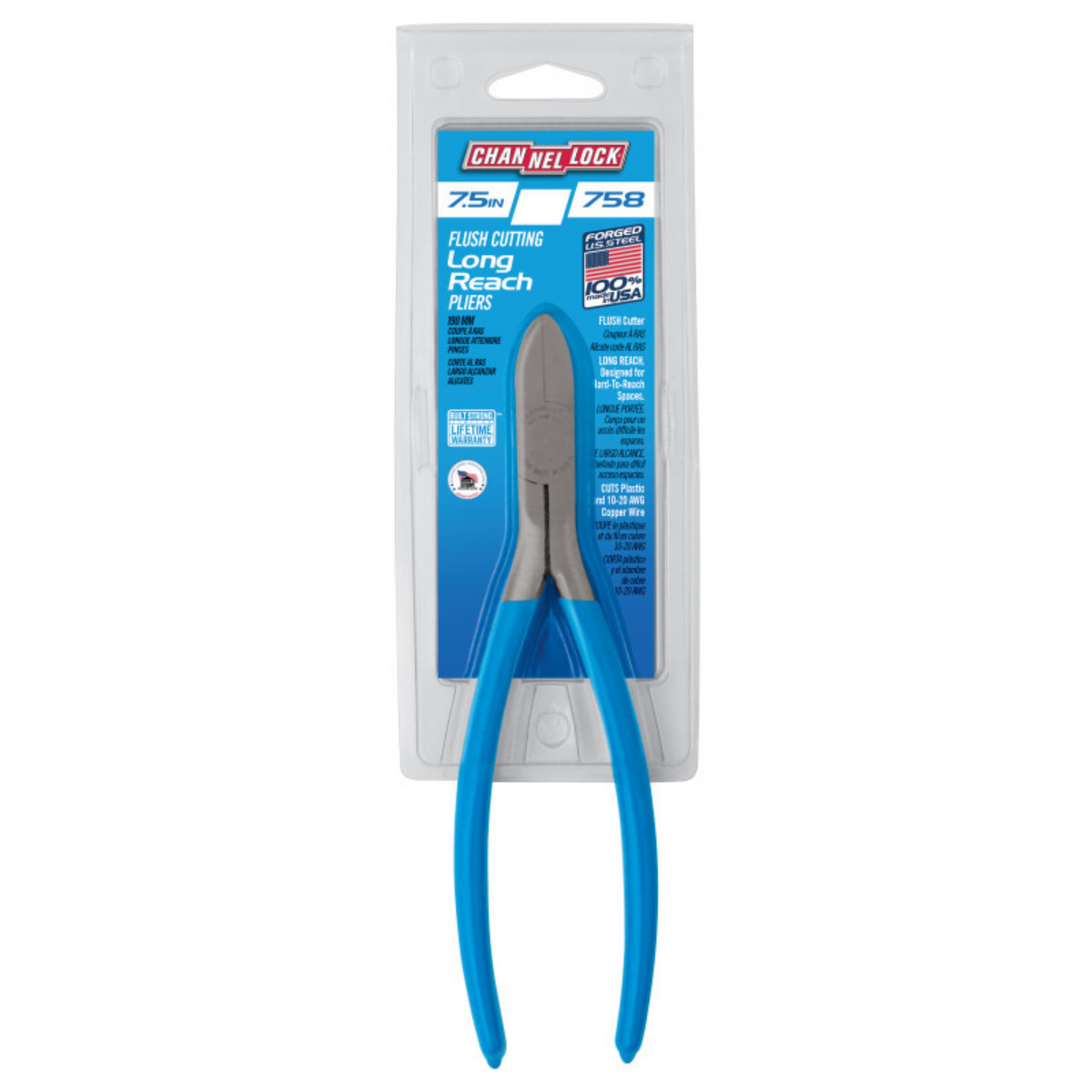 Channellock 7.5-Inch Flush Cutting Long Reach Pliers for Precision Cuts