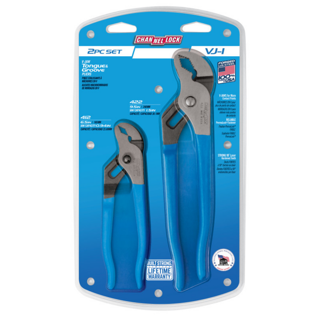 Channellock 2pc V-Jaw Tongue & Groove Pliers Set - Ridge Toolbox