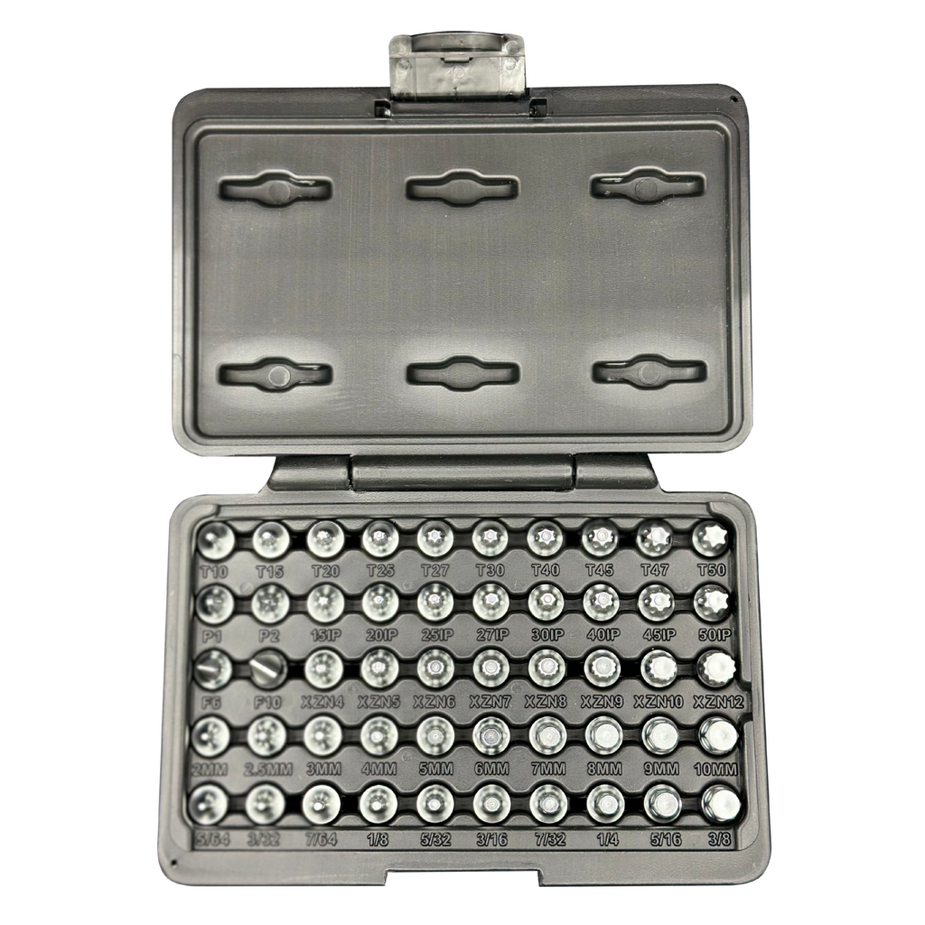 VIM Tools - Elite 50 pc Mechanics Master Set, all 1/4″ drive and 20mm OAL, TORX®, TORX® Plus, XZN Hex flat Philips - Ridge Toolbox