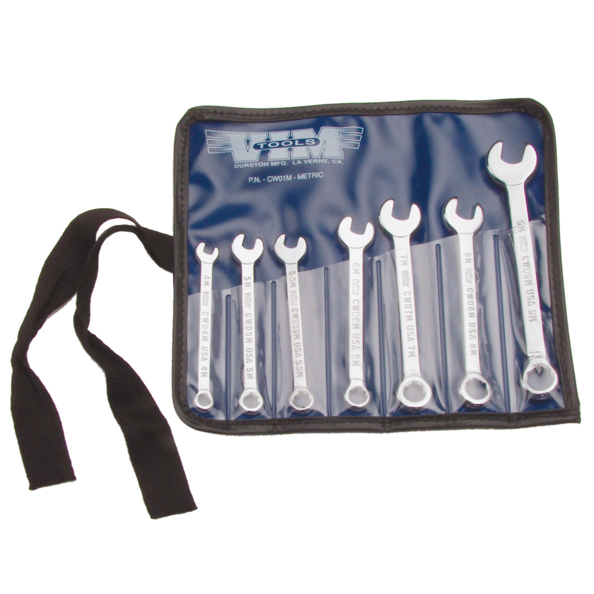 Vim Tools - Metric Comb Wrench Set 7 Pcs Tool Roll (4 Mm-9 Mm)