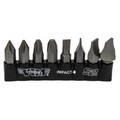 Vim Tools - Impact Quality S2 Bit Set, 8 Pc Bits 5/16″ Hex Bodies, 1.25″L, P1-P4 Phillips & Flat Tip - Ridge Toolbox
