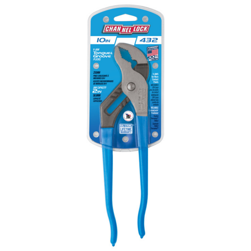 Channellock 10-Inch V-Jaw Tongue & Groove Pliers - Precision Grip for Every Job