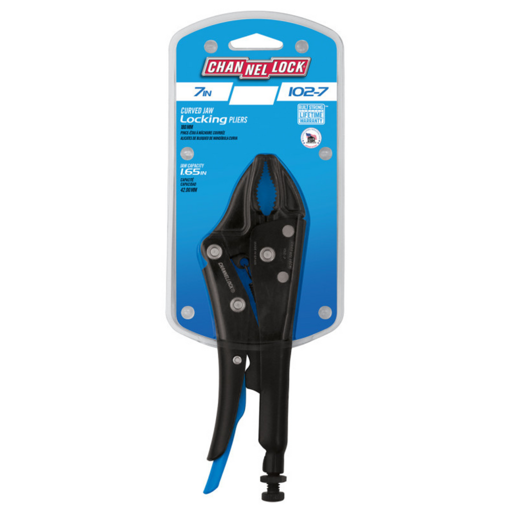 7-Inch Curved Jaw Locking Pliers w/ Cutter - Versatile & Durable