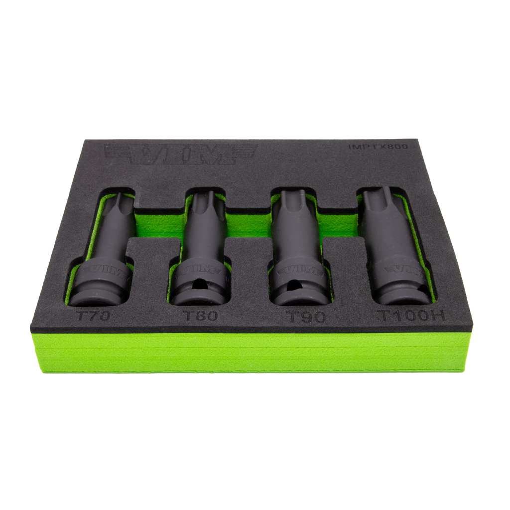 VIM Tools - 1/2″ Drive Impact TORX® Drivers, T70,T80,T90,T100, One Piece Drivers, 3″ Long - Ridge Toolbox