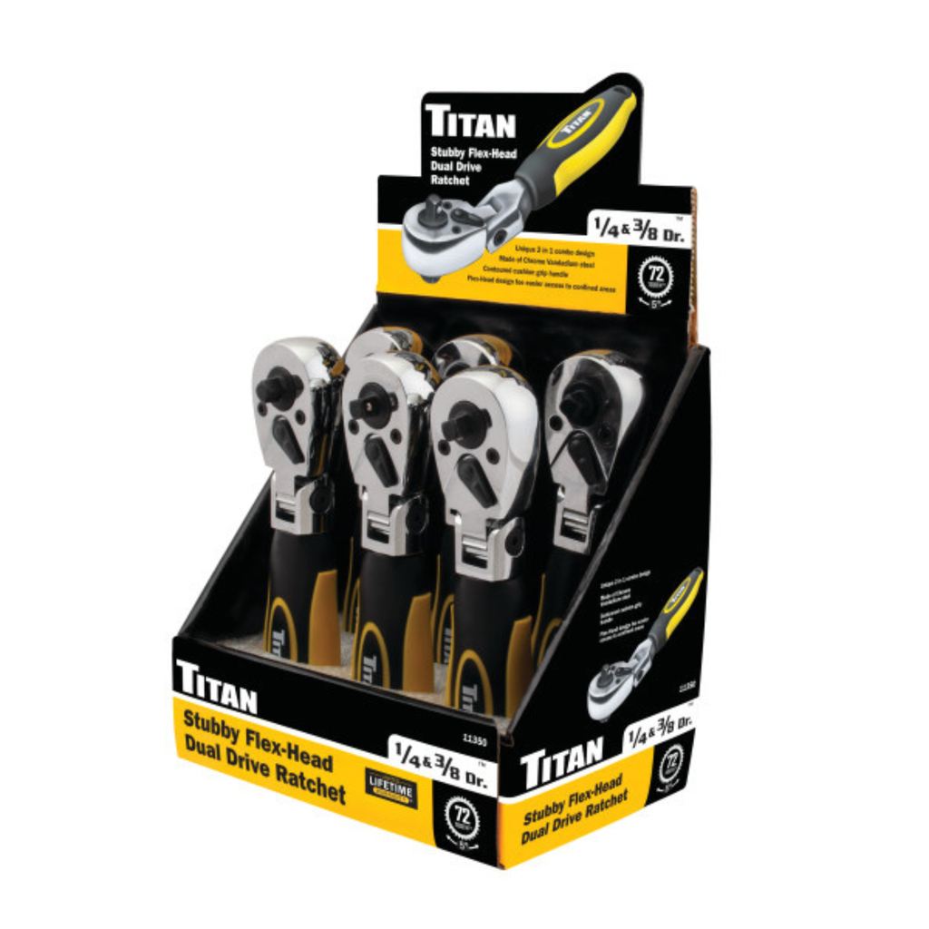 1/4 in. and 3/8 in. Drive Flex Head Stubby Ratchet (11350) - Ridge Toolbox