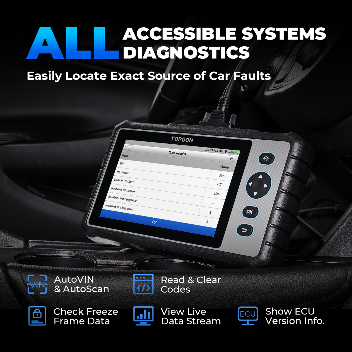 TOPDON Scan Tool 7" Tablet w/28 Service Functions - Ridge Toolbox