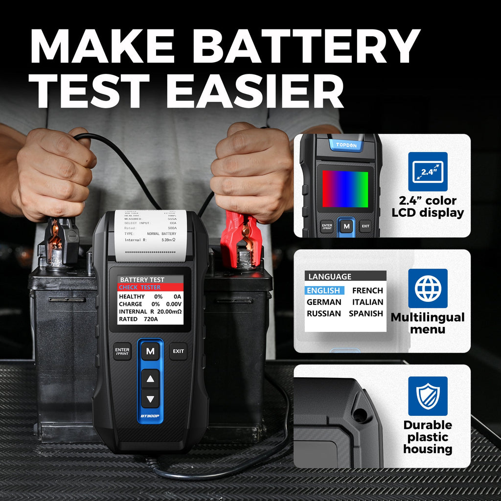 TOPDON Battery, Charging & Cranking System Tester w/Printer - Ridge Toolbox