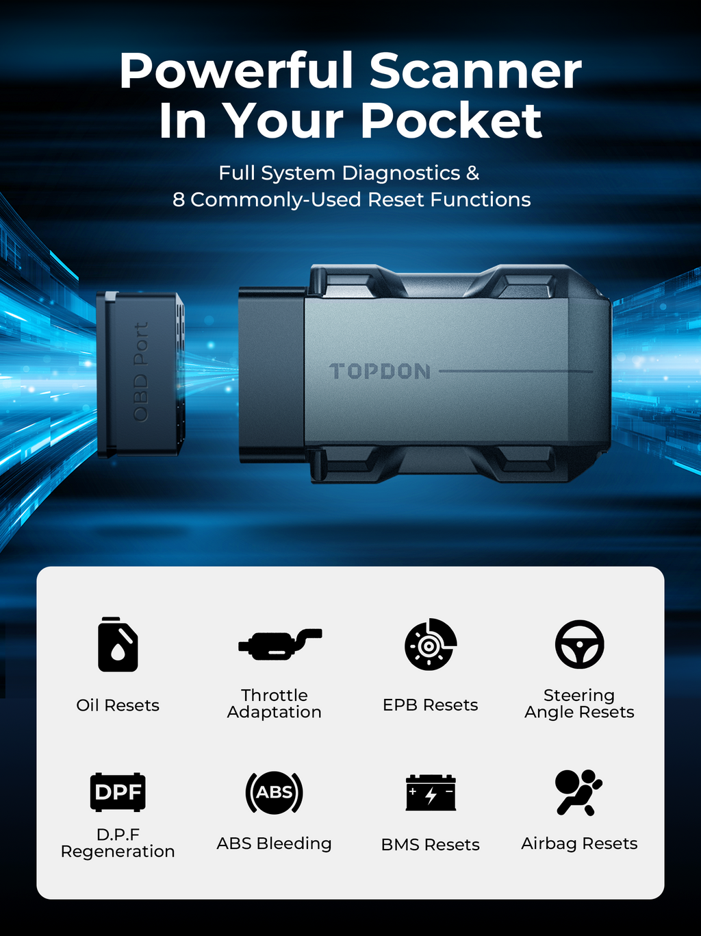 TOPDON Pocket-Size Bluetooth Scan Tool w/Bi-Directional Controls - Ridge Toolbox