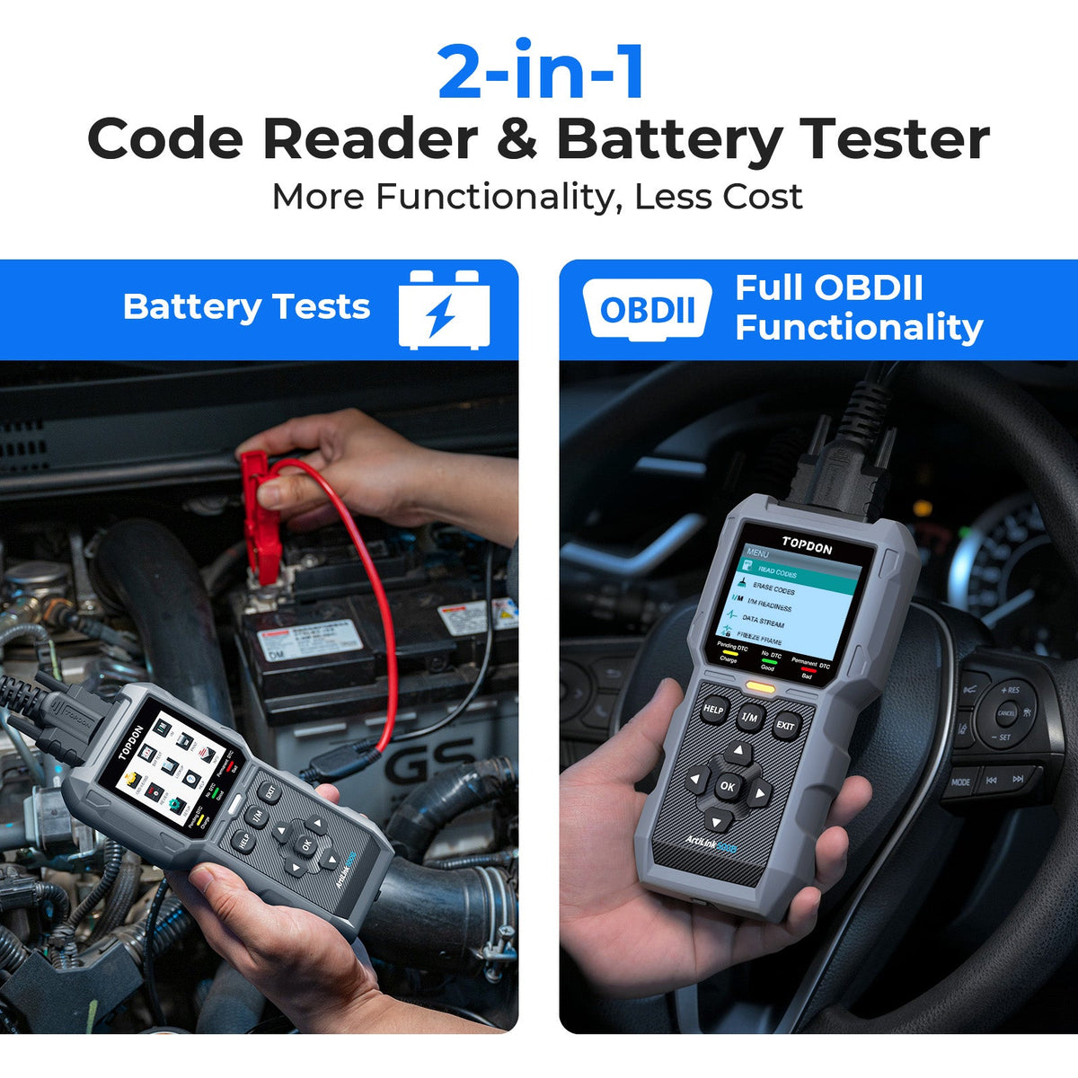 TOPDON 2-in-1 Code Reader & Battery Tester w/Data Graphing - Ridge Toolbox