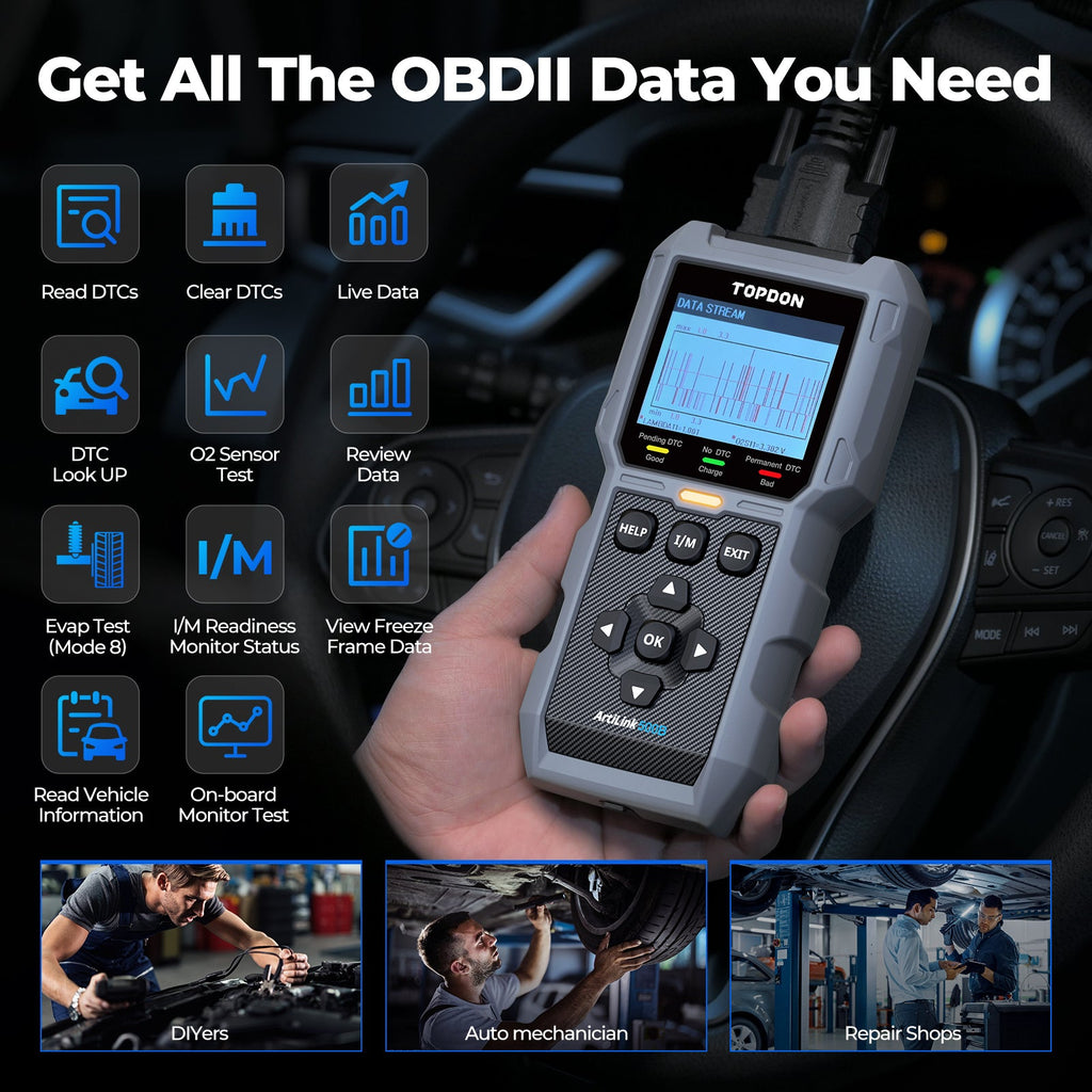 TOPDON 2-in-1 Code Reader & Battery Tester w/Data Graphing - Ridge Toolbox