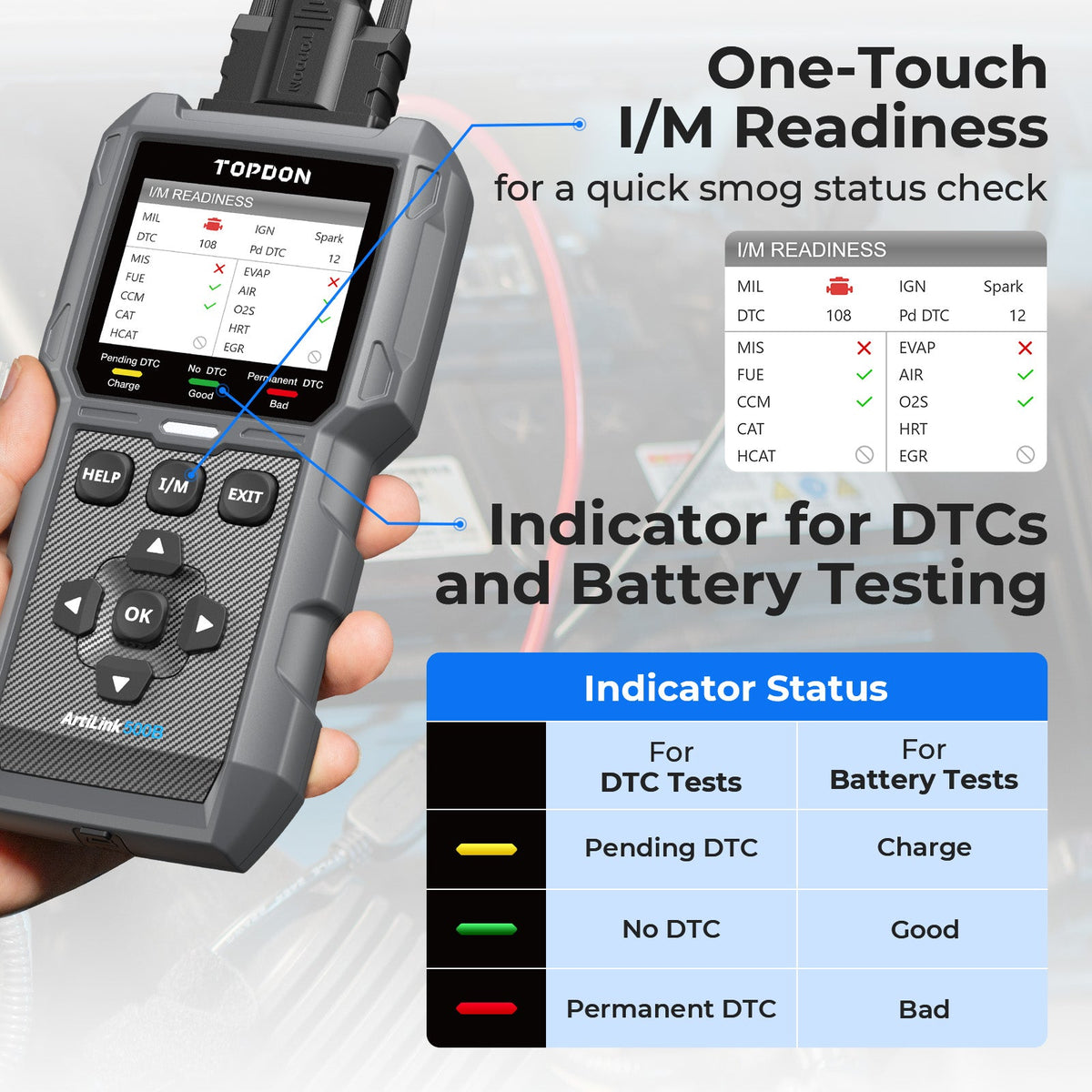 TOPDON 2-in-1 Code Reader & Battery Tester w/Data Graphing - Ridge Toolbox