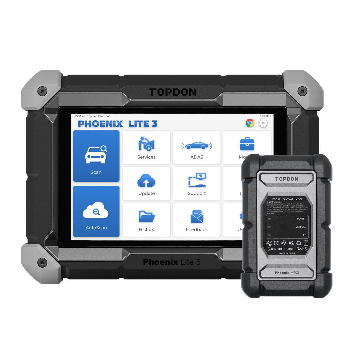 TOPDON 8" OE-Level Scan Tool, Serv Funcs, Bi-Directional Controls - Ridge Toolbox
