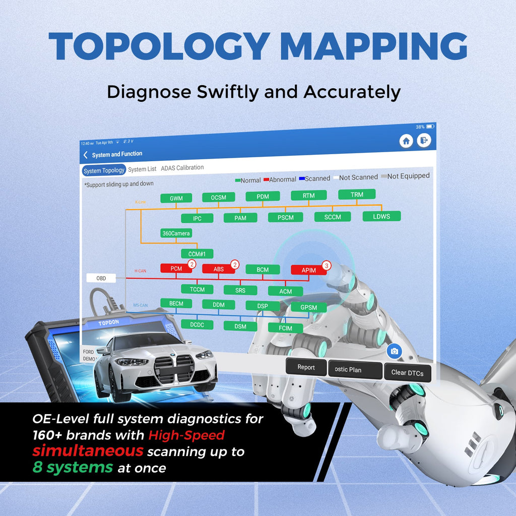 TOPDON 10.1" OE-Level Scan Tool, Cloud-Based Programming, Adv Proto - Ridge Toolbox