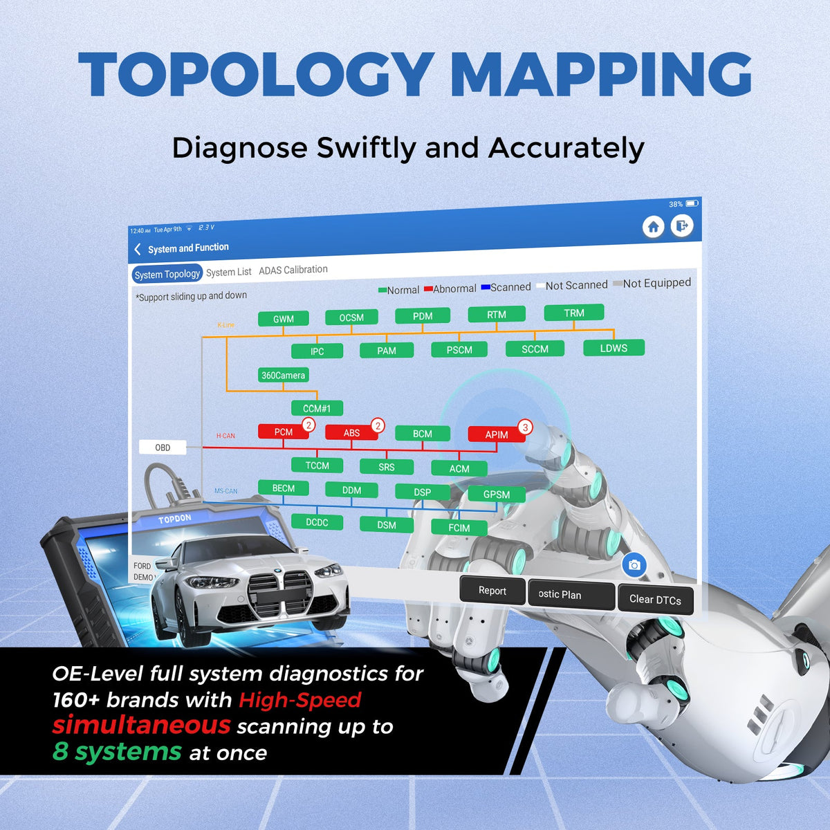 TOPDON 10.1" OE-Level Scan Tool, Cloud-Based Programming, Adv Proto - Ridge Toolbox