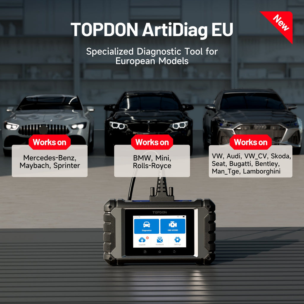 TOPDON 4" Scan Tool for Euro Vehicles, ECU Coding, Free Updates - Ridge Toolbox