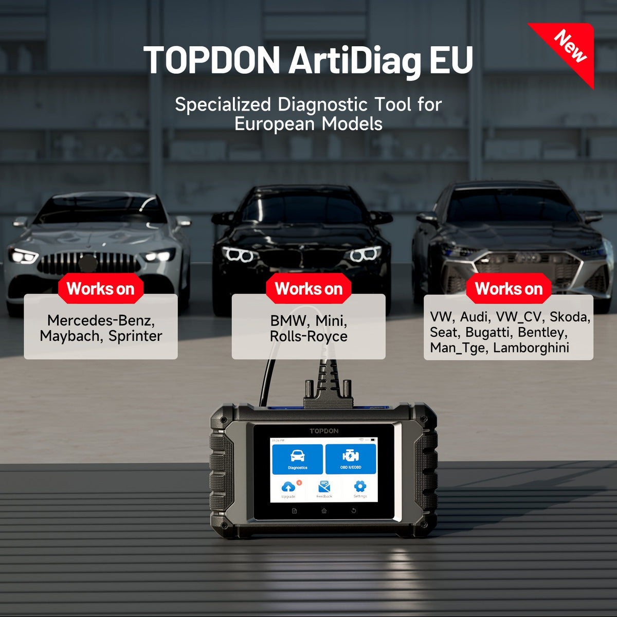 TOPDON 4" Scan Tool for Euro Vehicles, ECU Coding, Free Updates - Ridge Toolbox