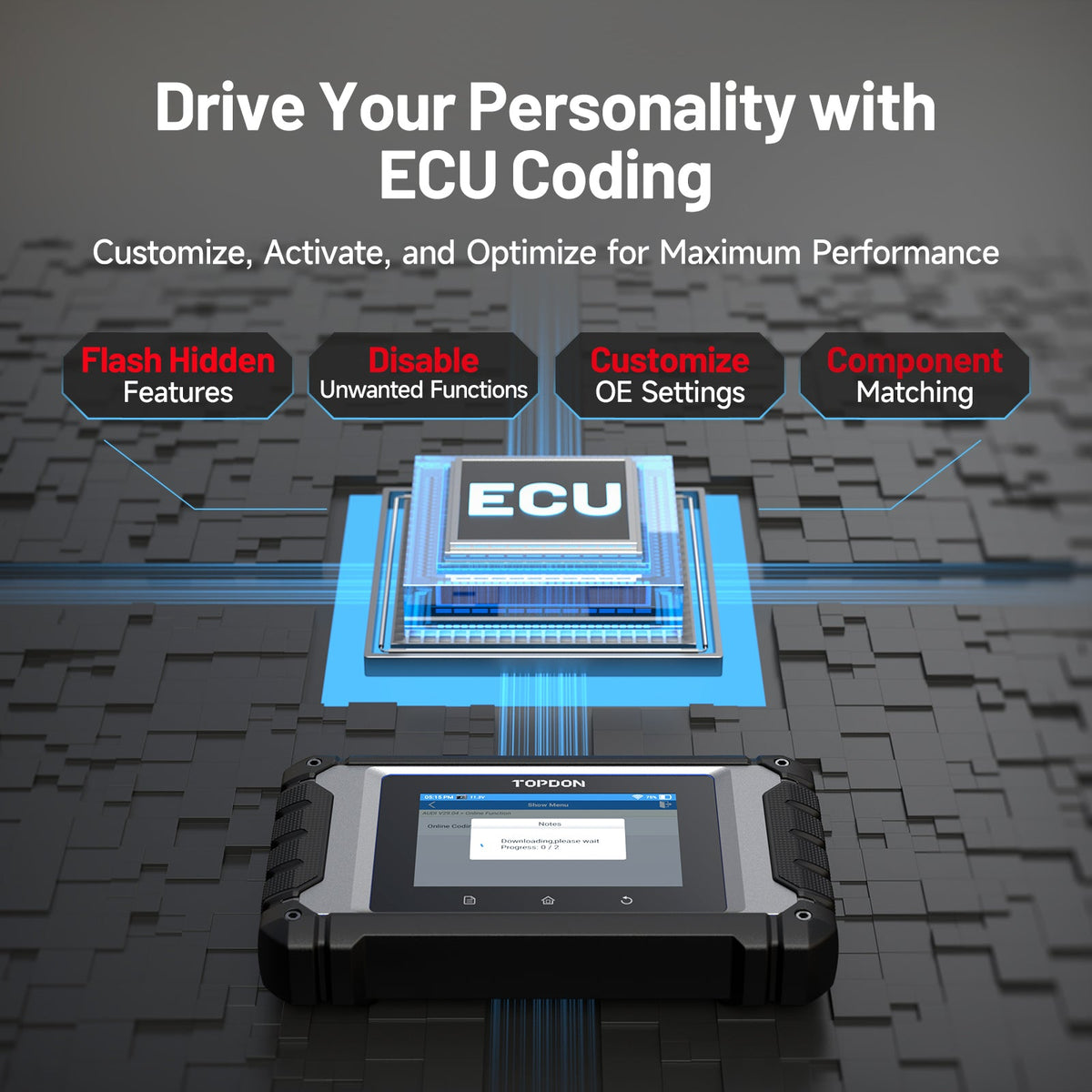 TOPDON 4" Scan Tool for Euro Vehicles, ECU Coding, Free Updates - Ridge Toolbox