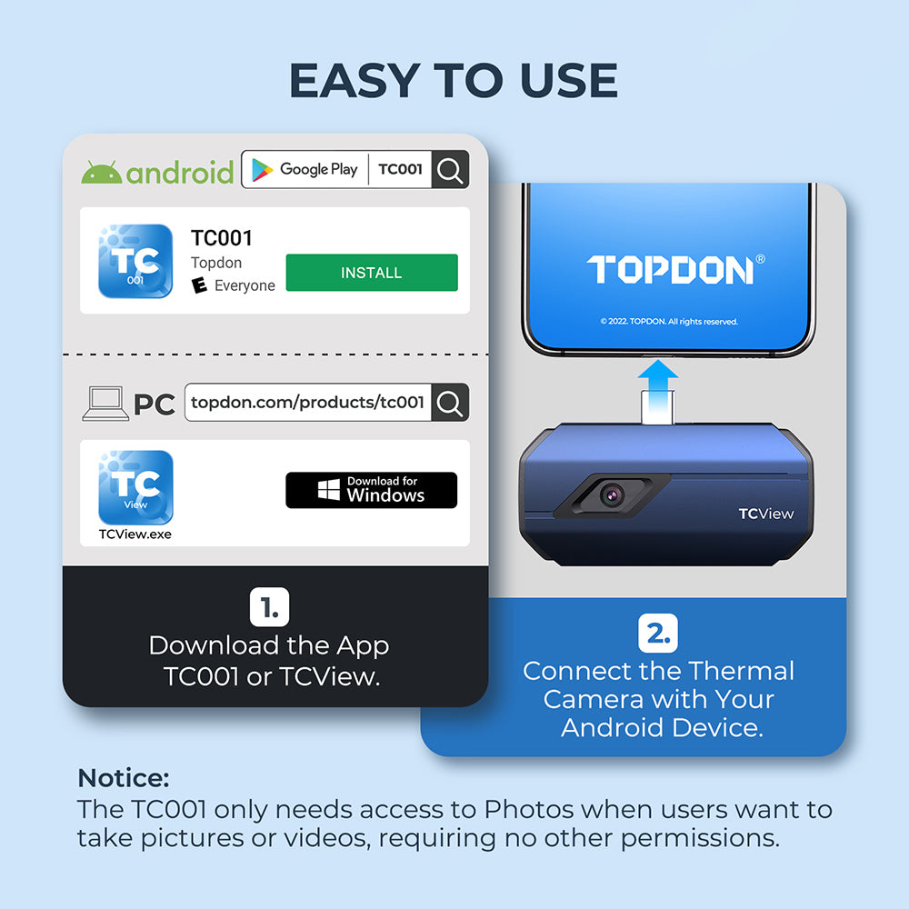 TOPDON Thermal Imaging Camera for Android Devices 256x192 Resolution - Ridge Toolbox