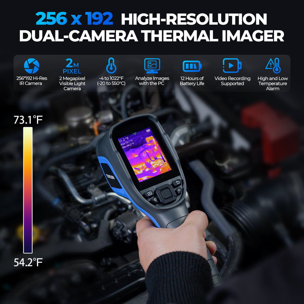 TOPDON Handheld Thermal Imaging Camera, Dual Camera, High Temp Range - Ridge Toolbox