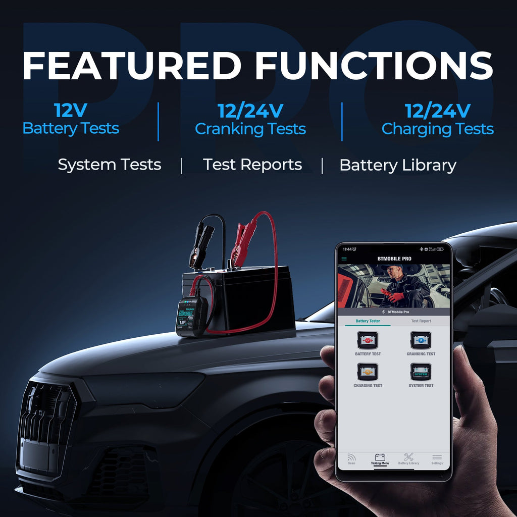 TOPDON 12V Bluetooth Battery and 12V/24V System Tester - Ridge Toolbox