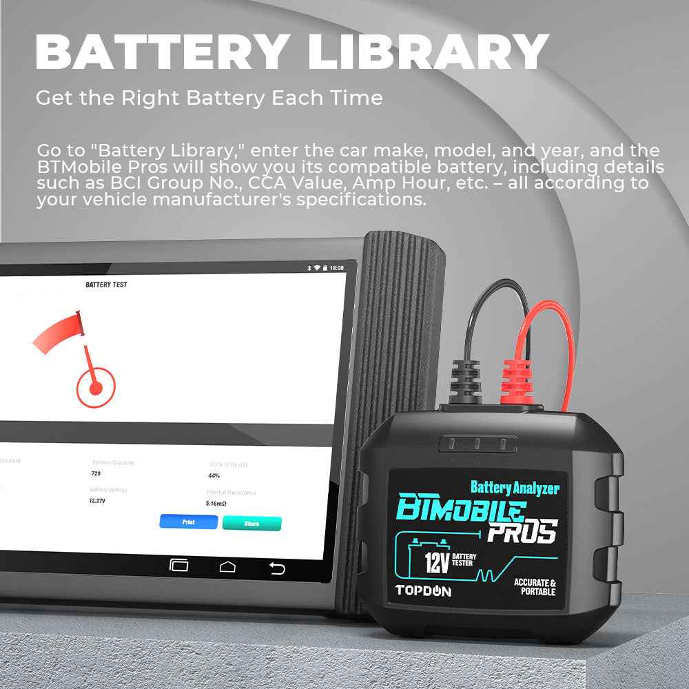 TOPDON 12V Battery & System Tester Compatible w/Phoenix Line - Ridge Toolbox