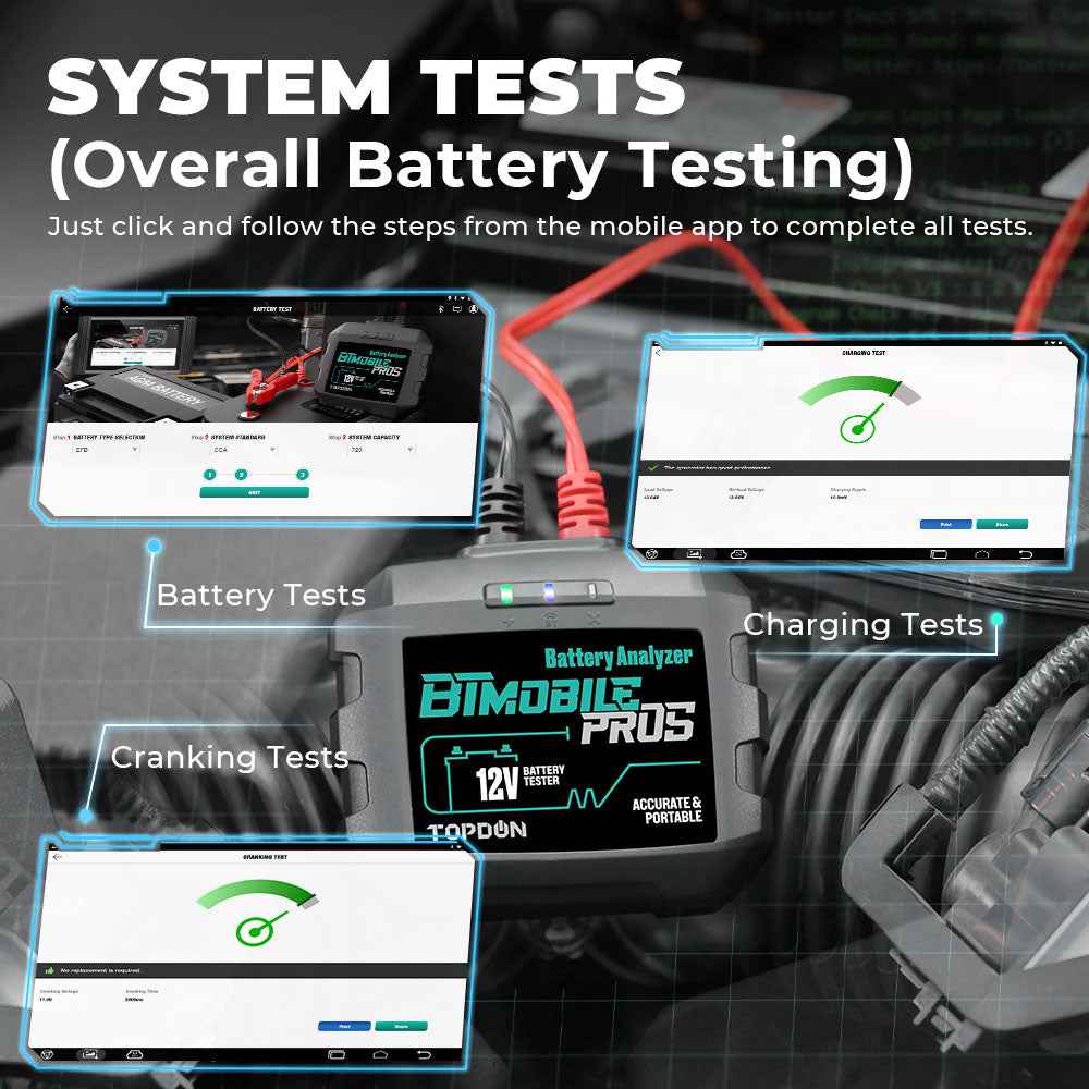 TOPDON 12V Battery & System Tester Compatible w/Phoenix Line - Ridge Toolbox