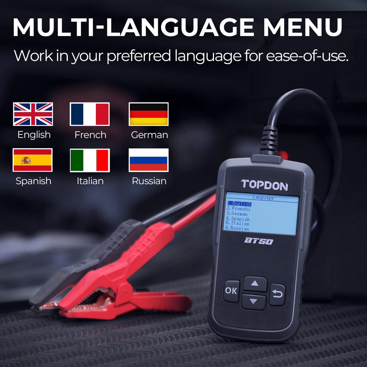 TOPDON Battery, Charging & Cranking System Tester - Ridge Toolbox