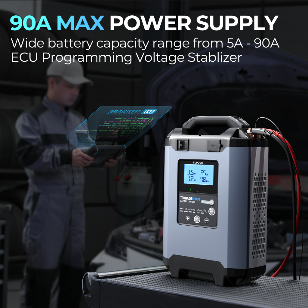 TOPDON 90A Stable Power Supply & Smart Charger 12V/24V - Ridge Toolbox