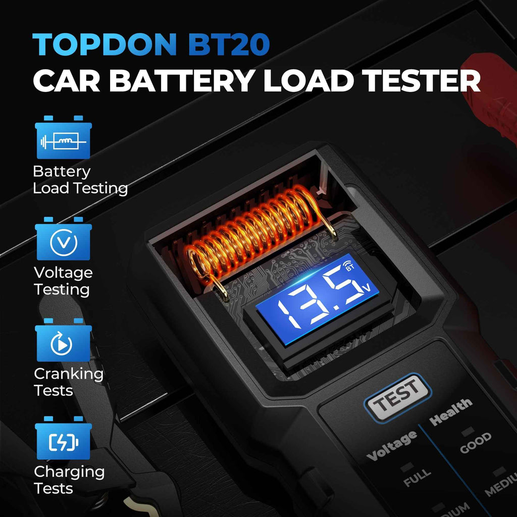 TOPDON Battery Load/Voltage Tester, Cranking & Charging Test w/App - Ridge Toolbox