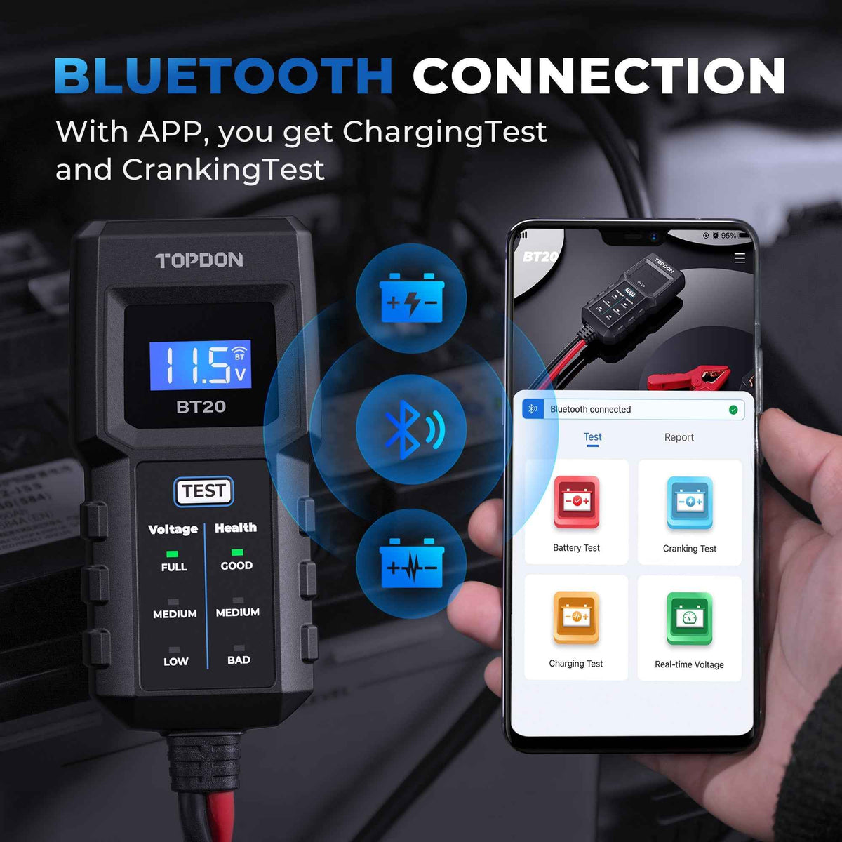 TOPDON Battery Load/Voltage Tester, Cranking & Charging Test w/App - Ridge Toolbox