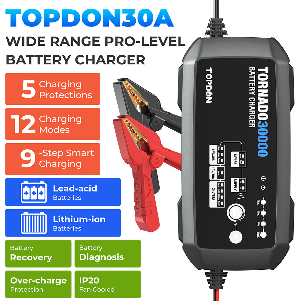 TOPDON 30A Smart Charger and Power Supply 12V/24V - Ridge Toolbox