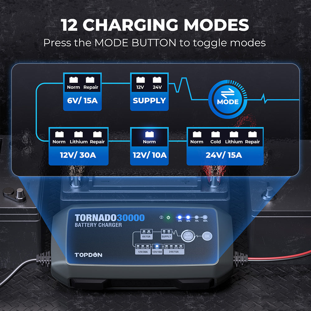 TOPDON 30A Smart Charger and Power Supply 12V/24V - Ridge Toolbox