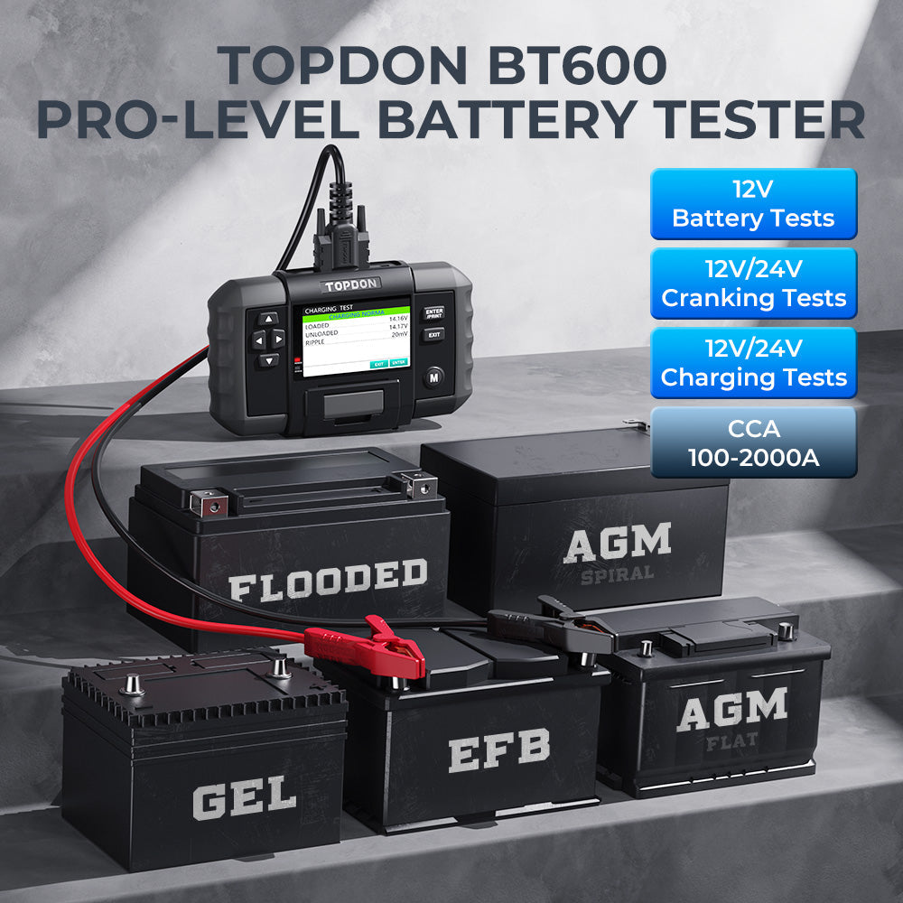 TOPDON 12V Battery & 12V/24V System Tester w/Built-in Printer - Ridge Toolbox