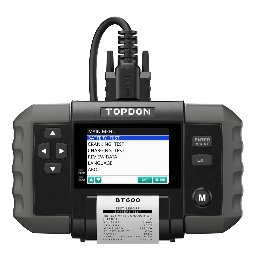 TOPDON 12V Battery & 12V/24V System Tester w/Built-in Printer - Ridge Toolbox