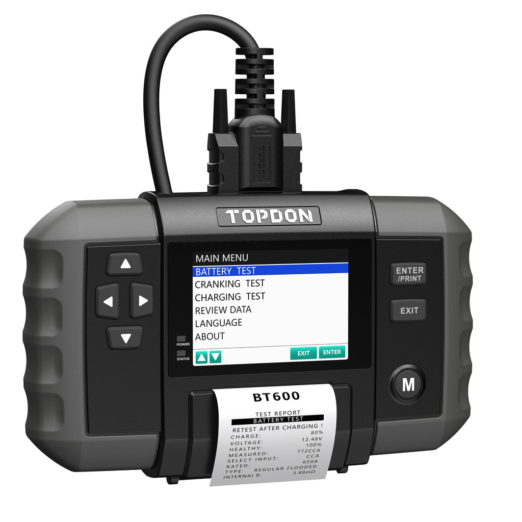 TOPDON 12V Battery & 12V/24V System Tester w/Built-in Printer - Ridge Toolbox