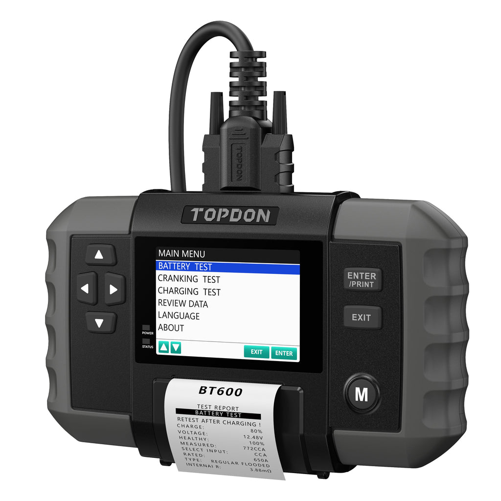 TOPDON 12V Battery & 12V/24V System Tester w/Built-in Printer - Ridge Toolbox