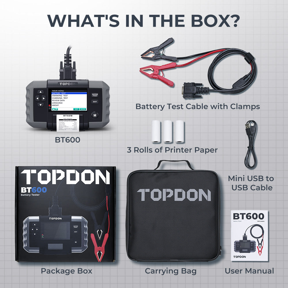 TOPDON 12V Battery & 12V/24V System Tester w/Built-in Printer - Ridge Toolbox
