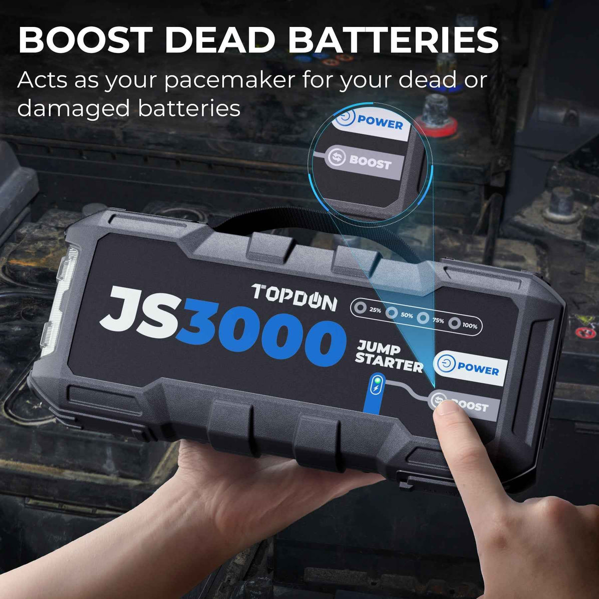 TOPDON 3000 Peak Amp Battery Jumpstarter, Power Bank, & Flashlight - Ridge Toolbox