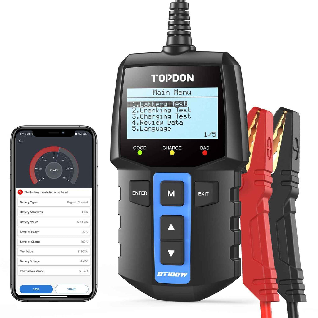 TOPDON Bluetooth 12V Battery & System Tester - Ridge Toolbox