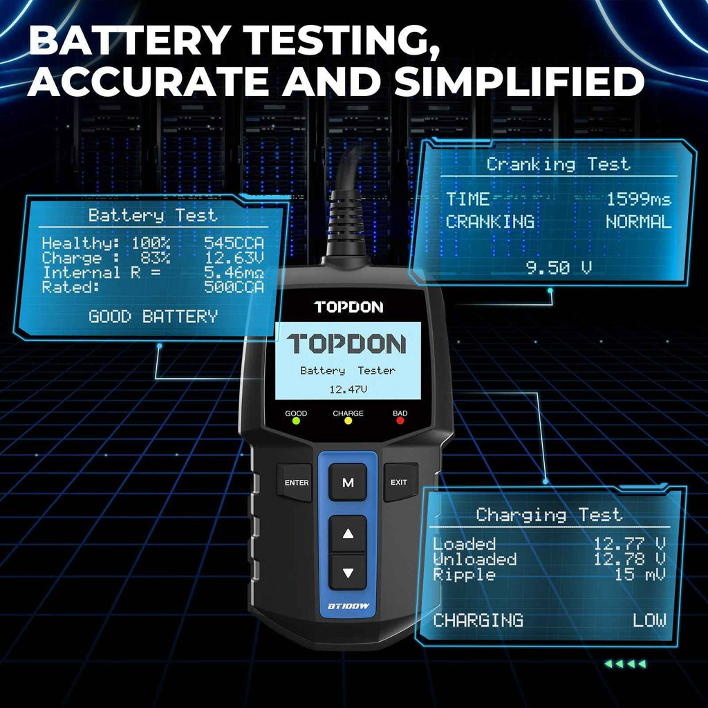 TOPDON Bluetooth 12V Battery & System Tester - Ridge Toolbox