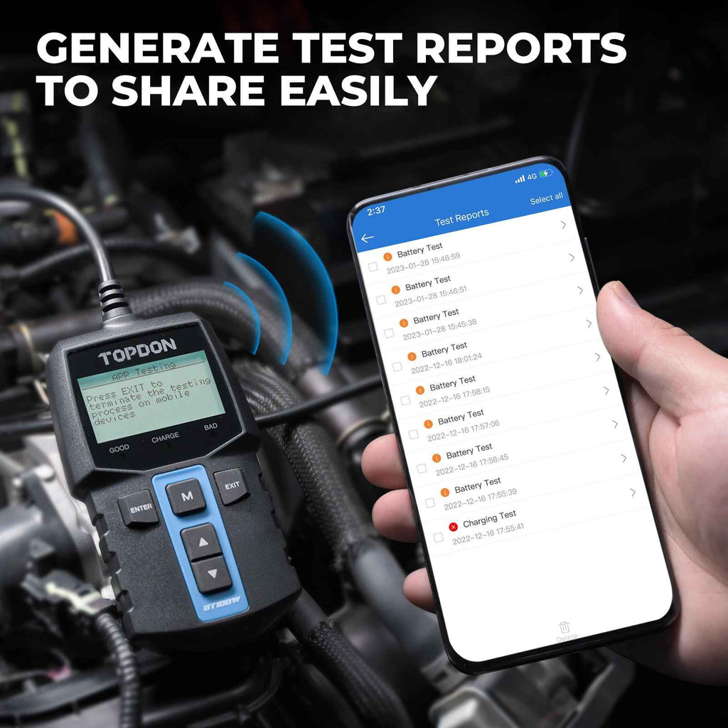 TOPDON Bluetooth 12V Battery & System Tester - Ridge Toolbox