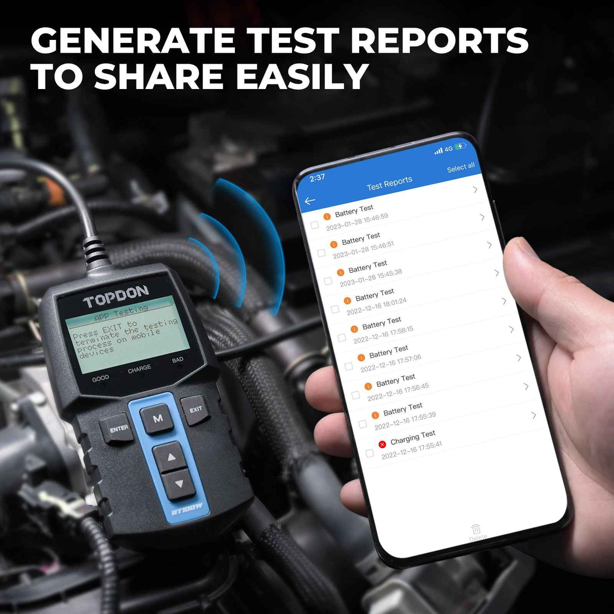 TOPDON Bluetooth 12V Battery & System Tester - Ridge Toolbox